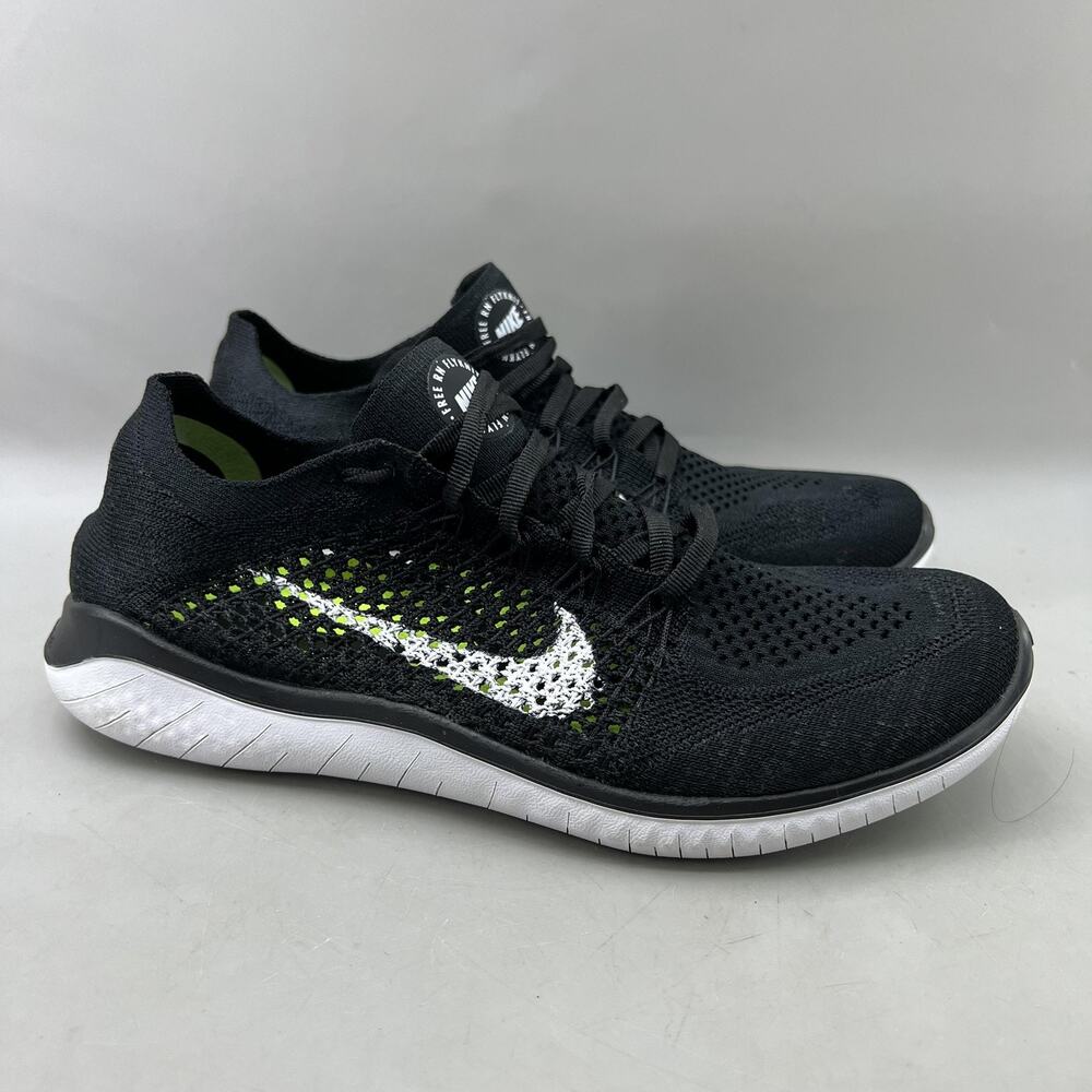 Nike Free RN Flyknit Running Shoes Women Size 9 Black Comfort Light Low Sneakers